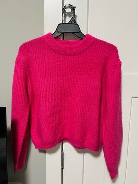 NWT Scoop Hot Pink Fuzzy Knit Crewneck Sweater XS